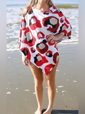 Red Gameday Cheetah Poncho